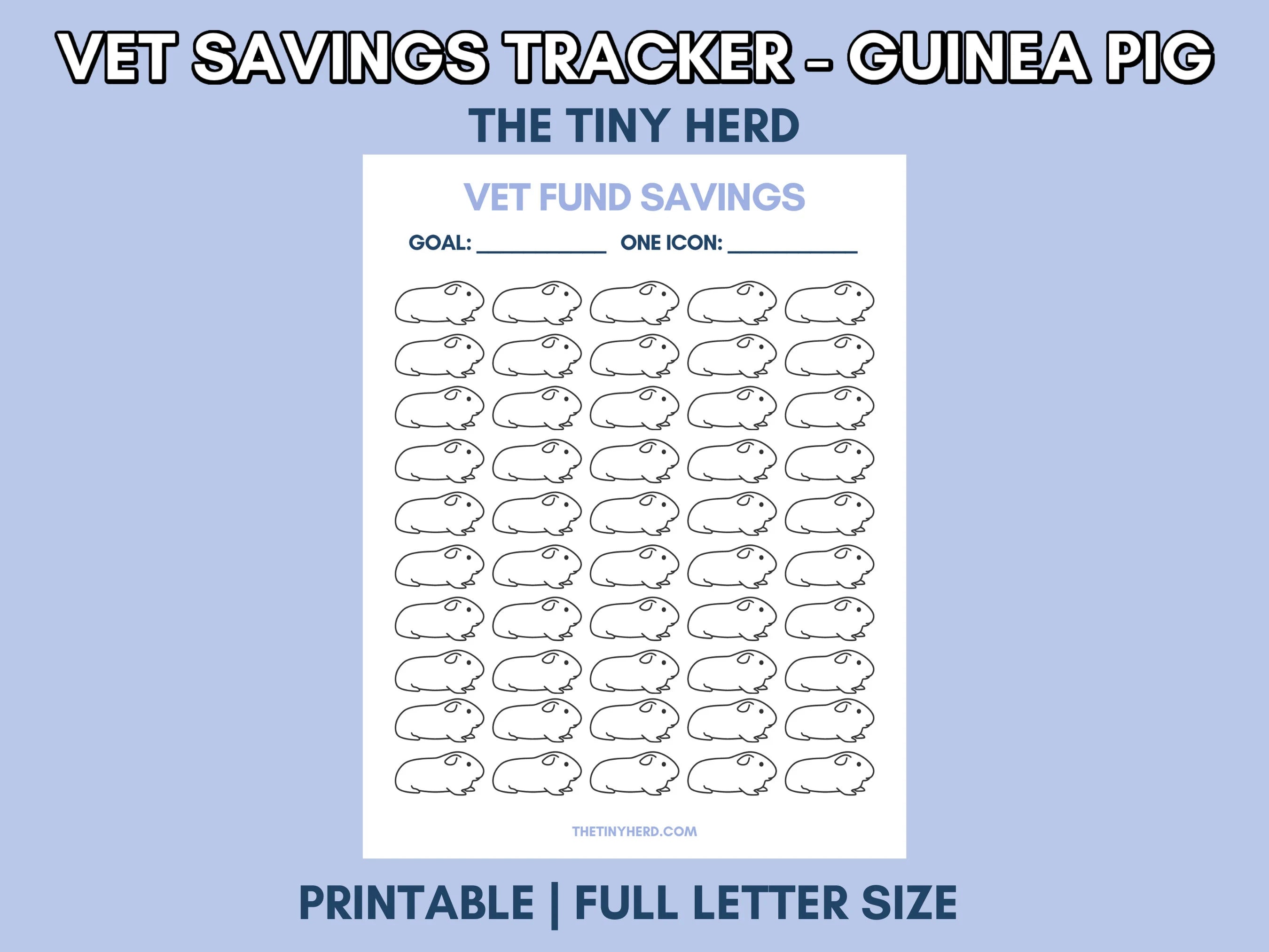 Guinea Pig Emergency Fund Tracker Printable | Guinea Pig Vet Savings Tracker PDF