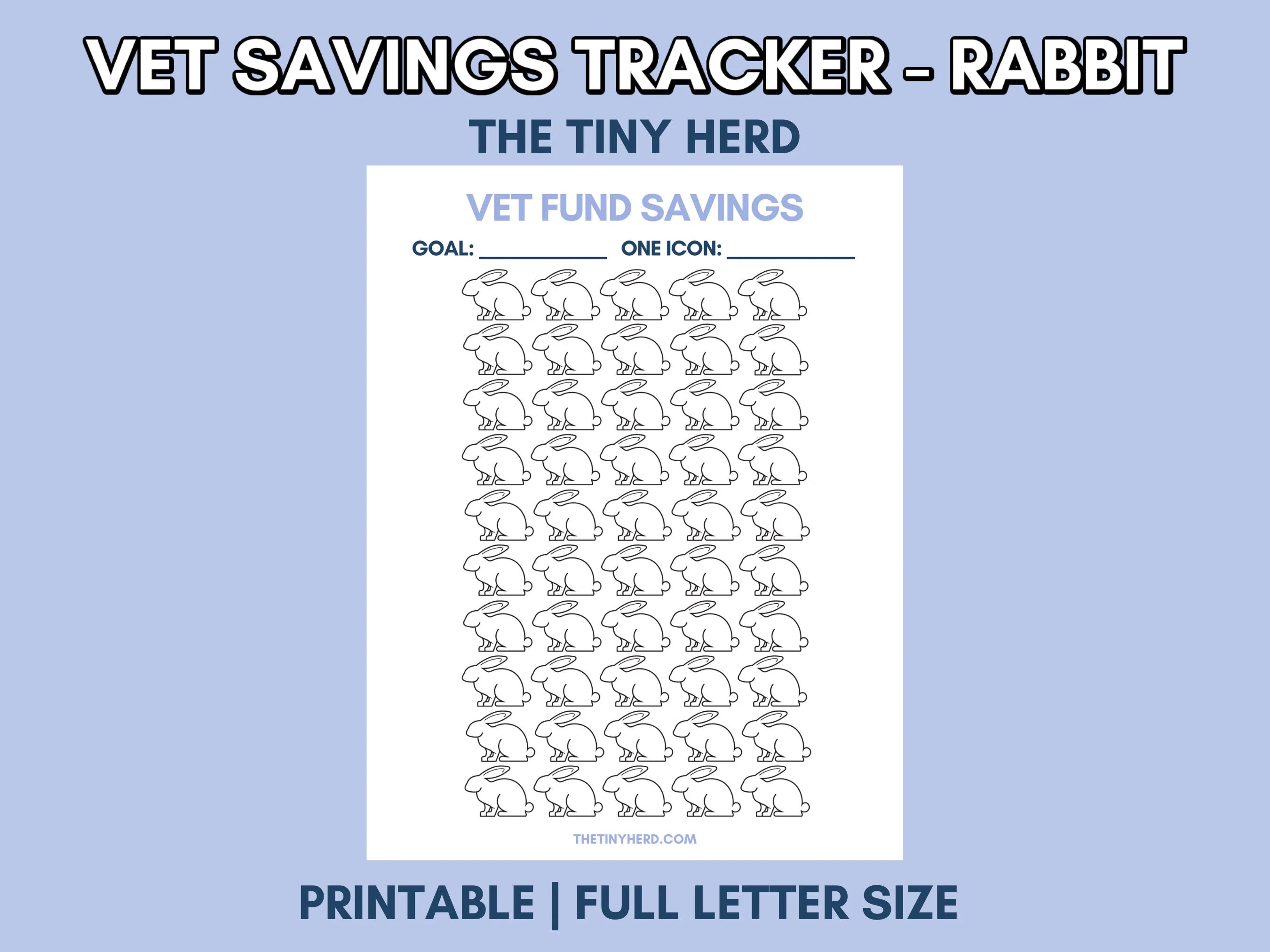 Rabbit Emergency Fund Tracker Printable | Bunny Vet Savings Tracker PDF